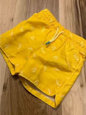 Cat & Jack Bright Yellow Banana-Print swimming trunks Shorts 18 months like new